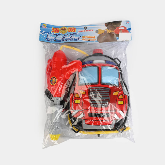 Kids Fire Truck Backpack Water Blaster Gun Toy