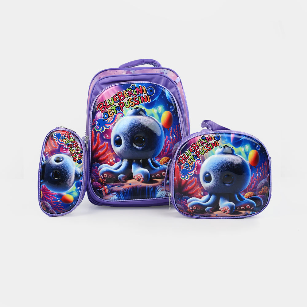 16" 3D Embossed School Bag Set | Grade 1-4