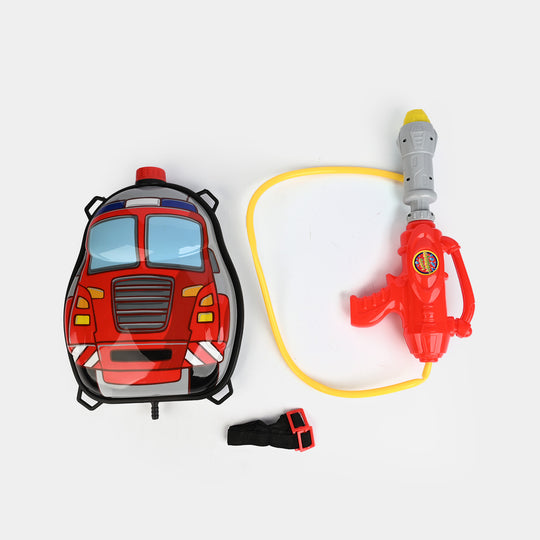 Kids Fire Truck Backpack Water Blaster Gun Toy