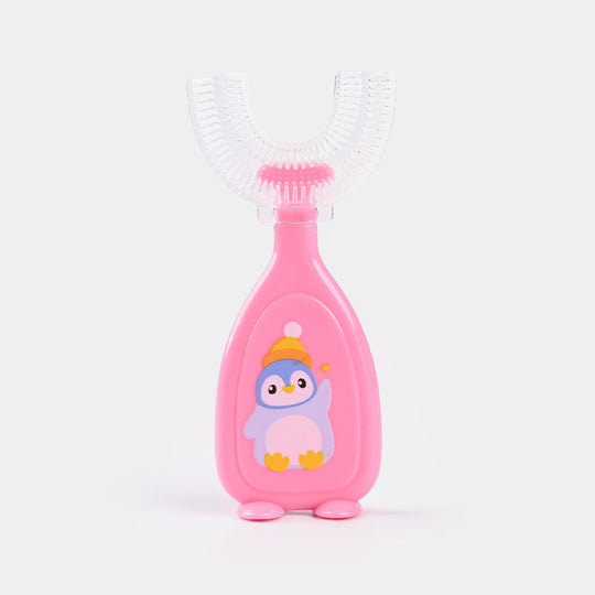 Baby U Shaped Tooth Brush + Teether | Pink