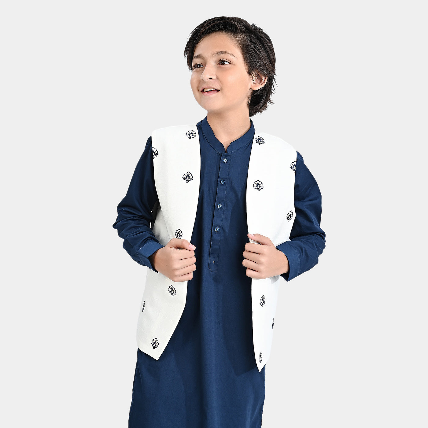 Boys Poly Viscose Waistcoat-Cream