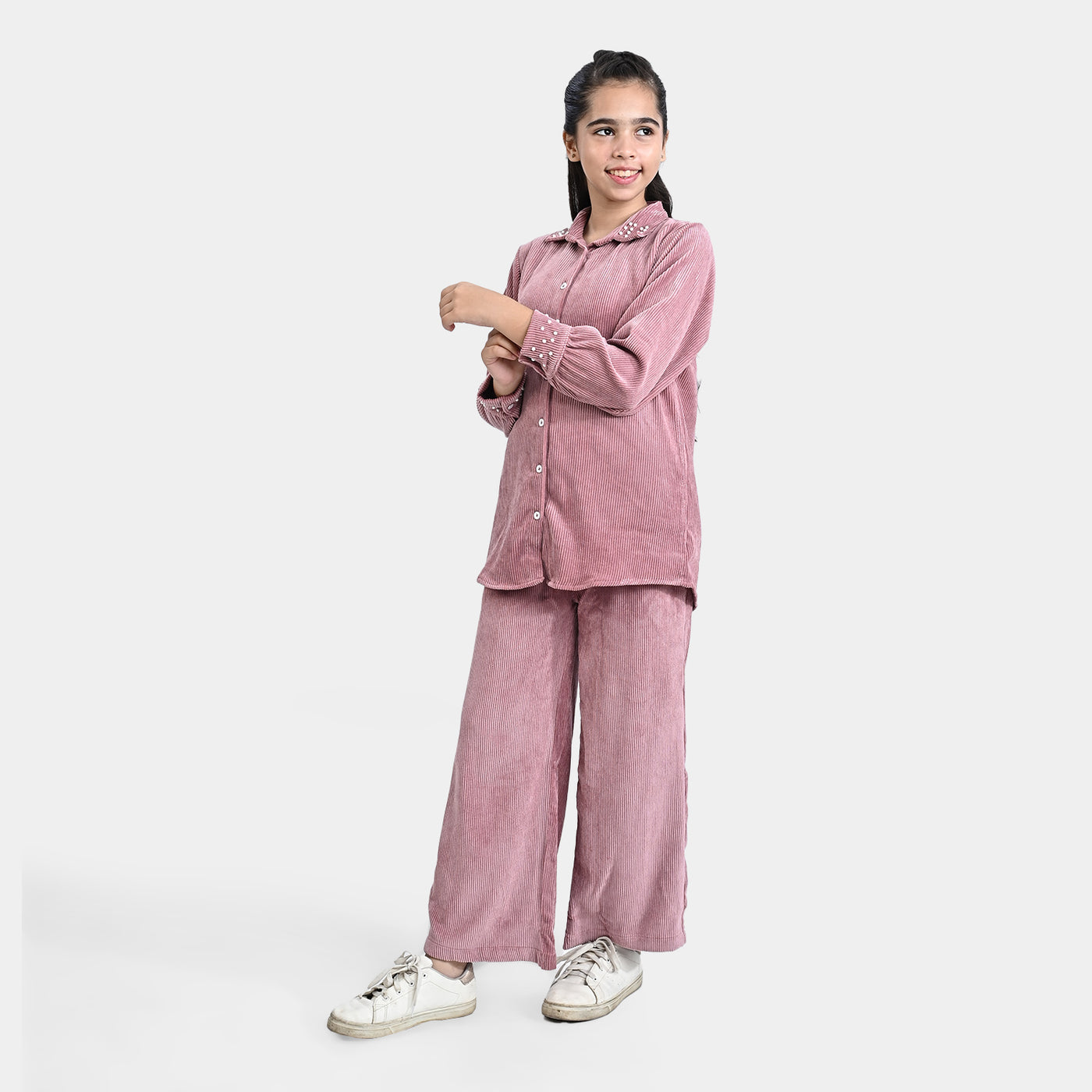 Girls Corduroy Co-Ord Set Blush-Teal Pink