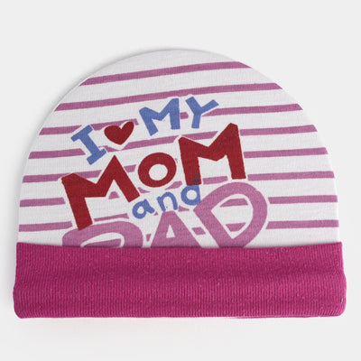 Baby Printed Cap/Hat I Love My Mom And Dad | 6m+