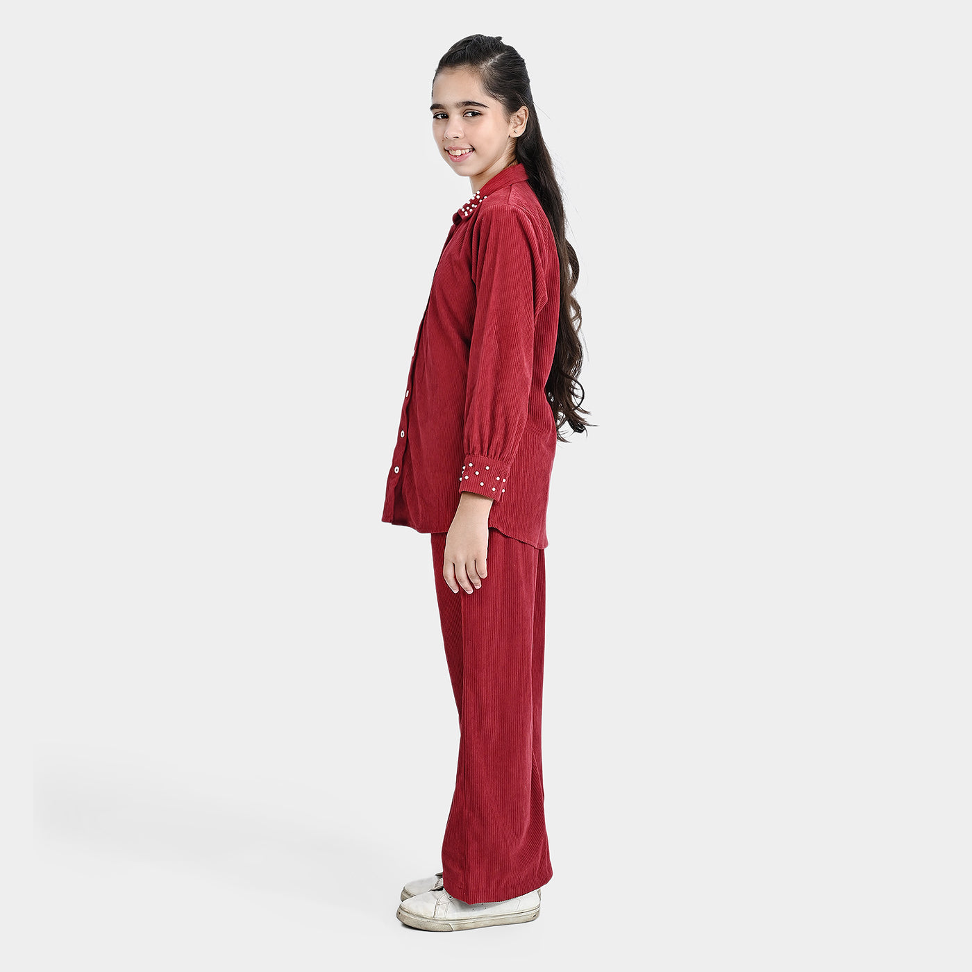 Girls Corduroy Co-Ord Set Elegant-Red