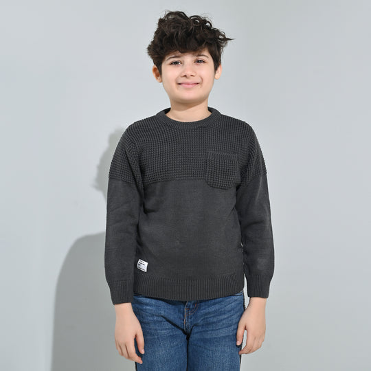 Boys Acrylic Sweater-Great Things - CHARCOAL