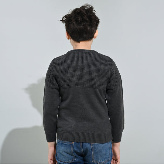 Boys Acrylic Sweater-Great Things - CHARCOAL