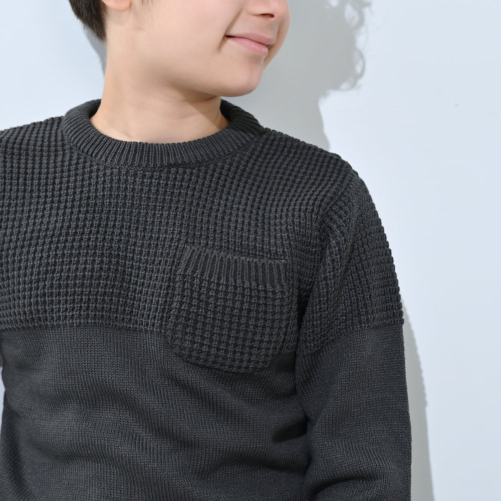 Boys Acrylic Sweater-Great Things - CHARCOAL
