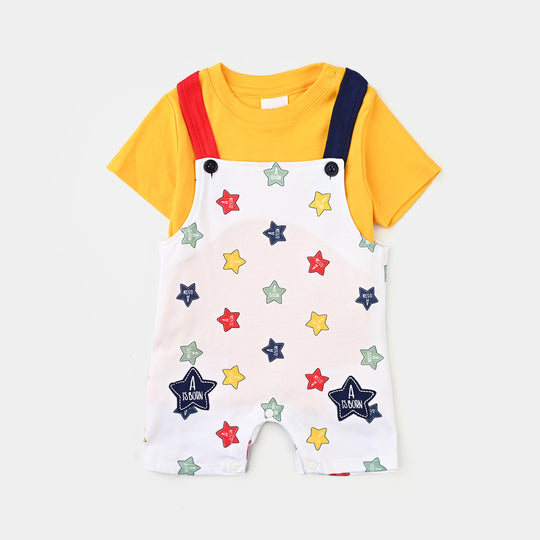 Infant Unisex Cotton Interlock Suit-Yellow/White