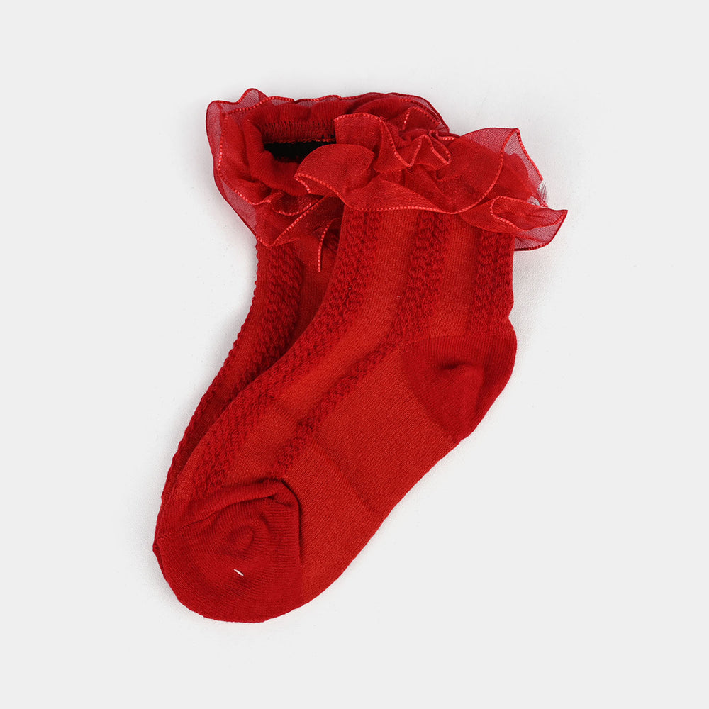 Girls Frill Socks | Red