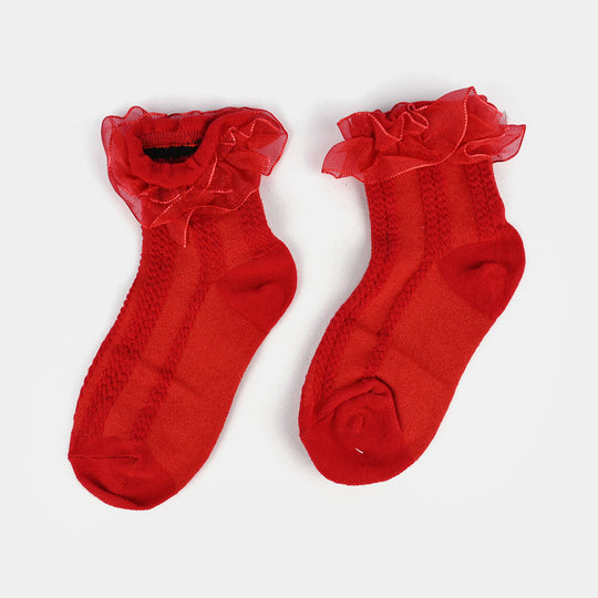Girls Frill Socks | Red
