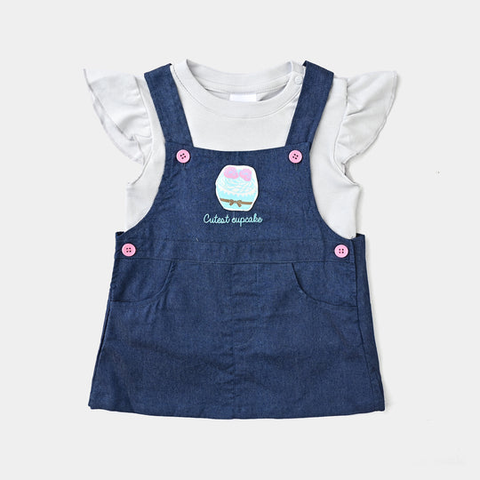 Infant Girls Cotton Interlock Suit-Navy/Green