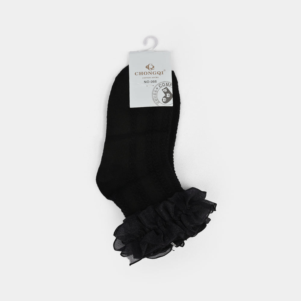 Girls Frill Socks | BLACK