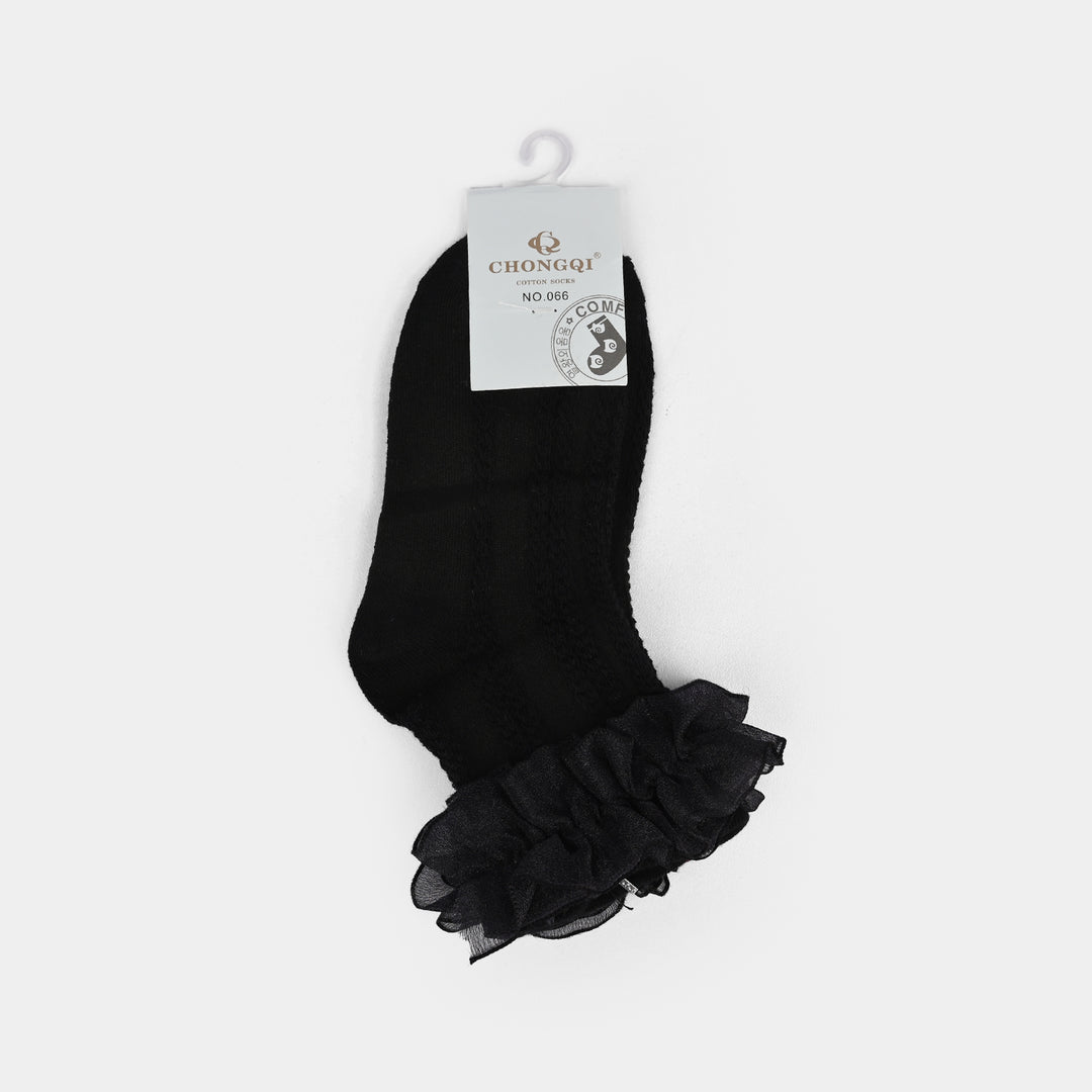 Girls Frill Socks | BLACK
