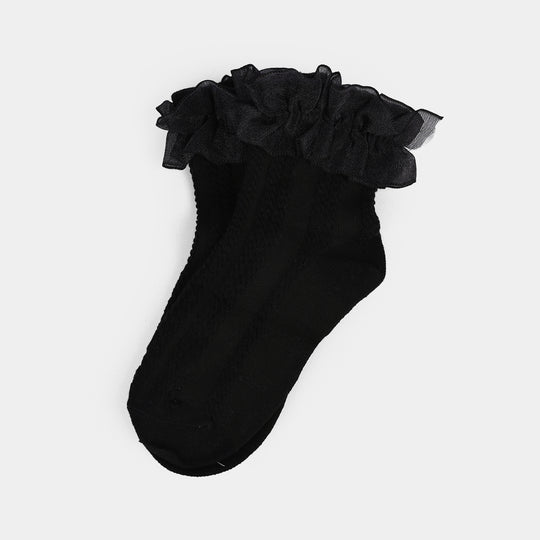 Girls Frill Socks | BLACK