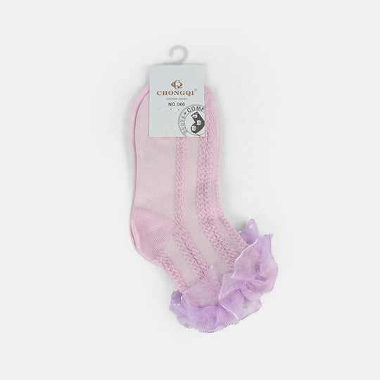 Girls Frill Socks | Purple