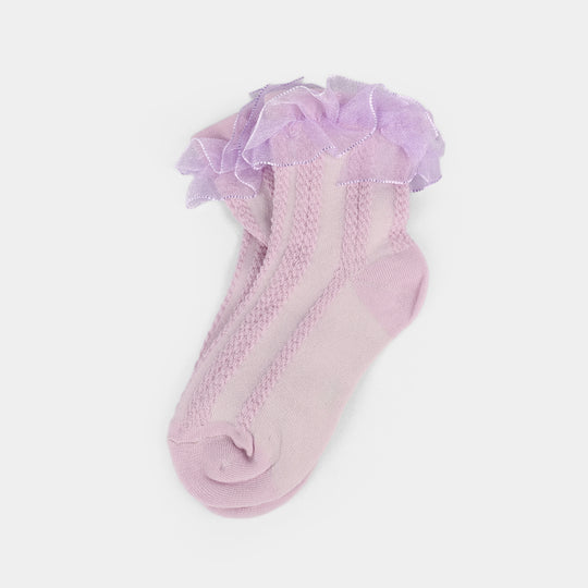 Girls Frill Socks | Purple