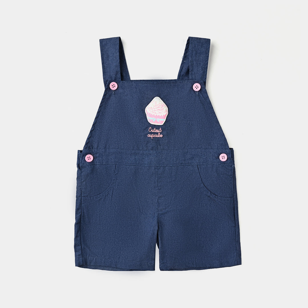 Infant Girls Cotton Suit-Navy/White