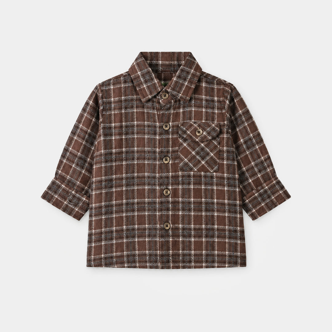 Infant Boys Flannel Suit-Brown Checkered S2-2