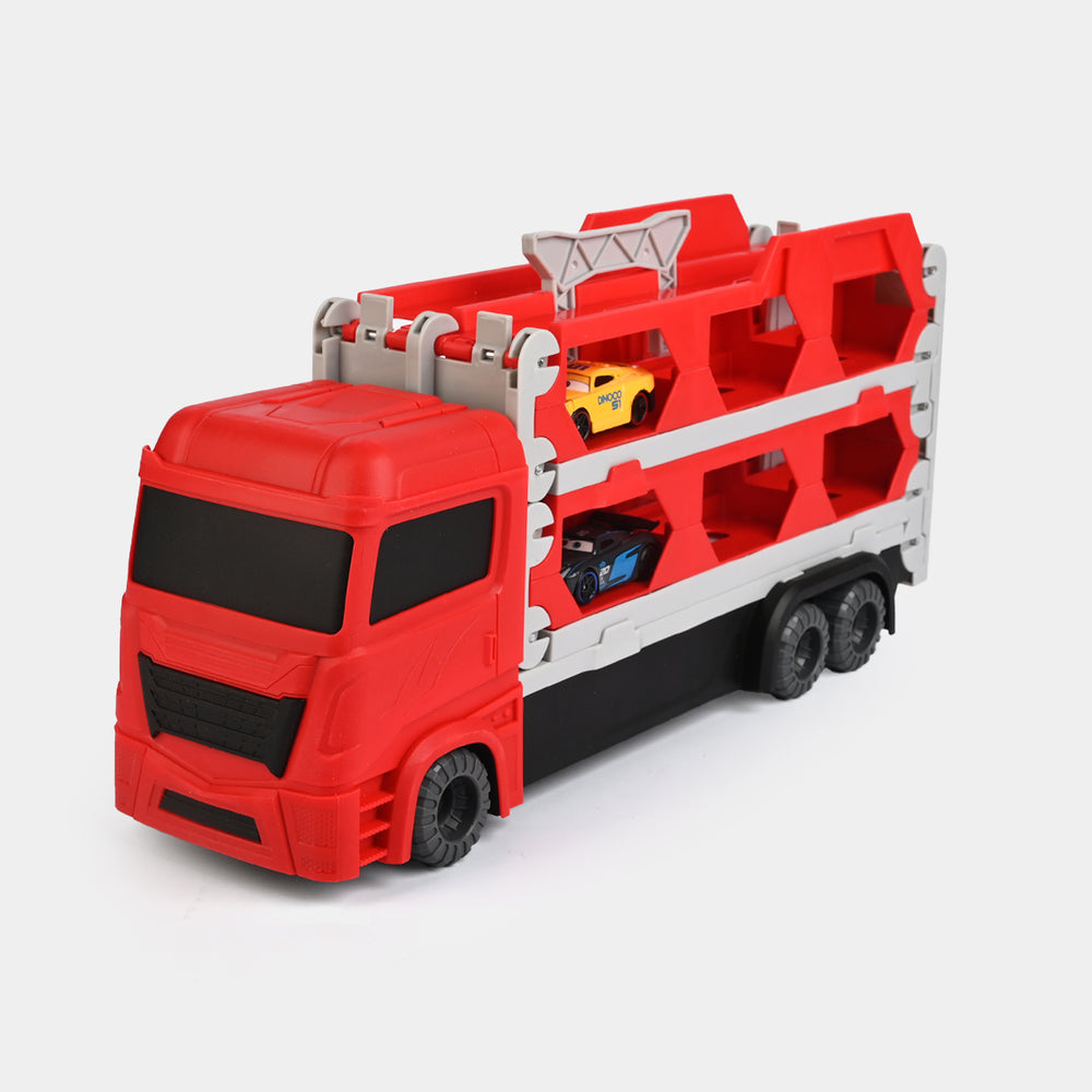 2-in-1 Transforming Car Carrier & Racing Track
