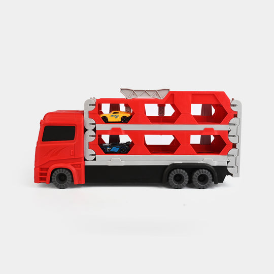 2-in-1 Transforming Car Carrier & Racing Track