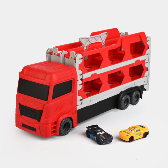 2-in-1 Transforming Car Carrier & Racing Track
