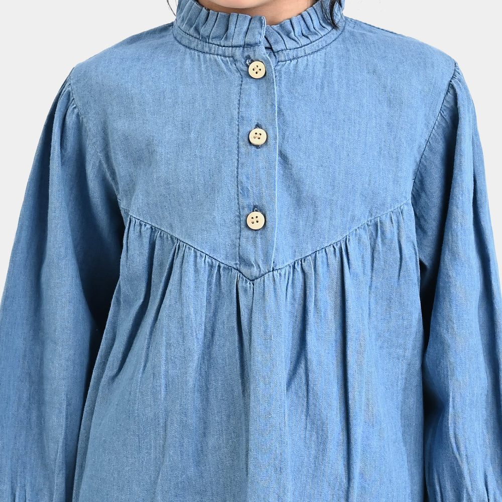 Girls Tensile (Light Denim) Casual Top Tulips-Blue