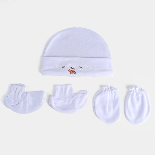 BABY CAP WITH SOCKS AND MITTENS SET