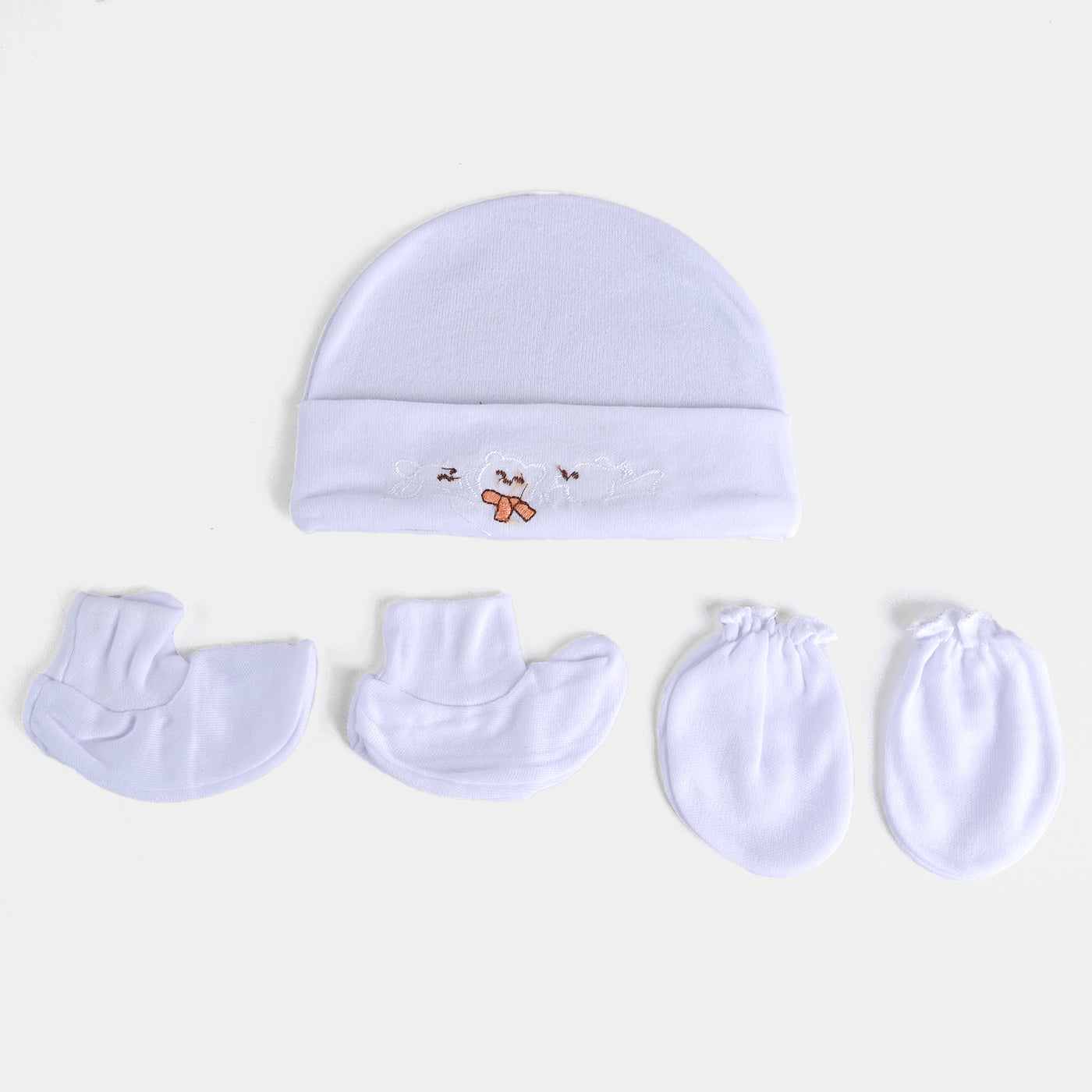 BABY CAP WITH SOCKS AND MITTENS SET