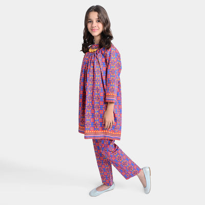 Girls Cotton Poplin Printed 2PC Suit