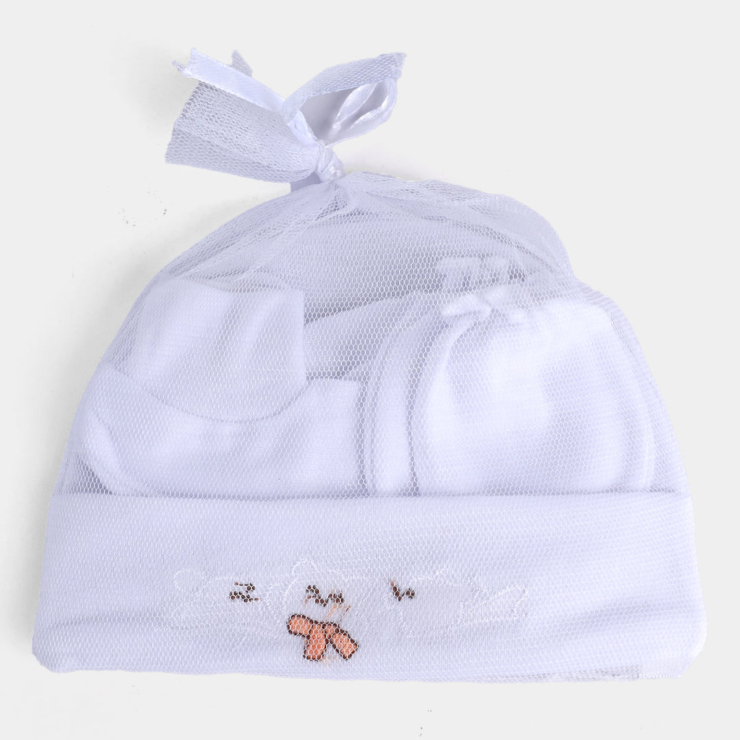BABY CAP WITH SOCKS AND MITTENS SET