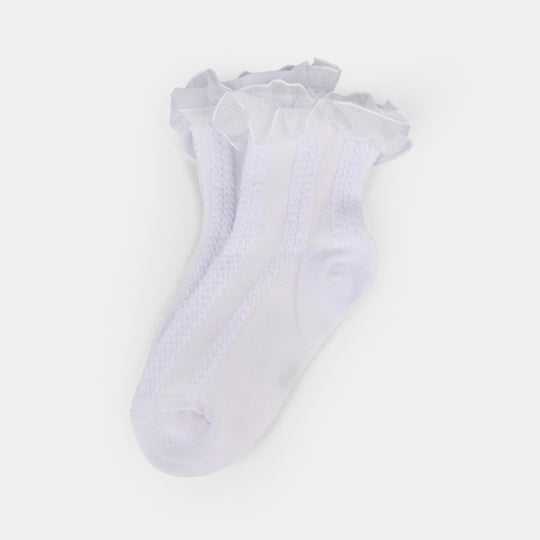Girls Frill Socks | White