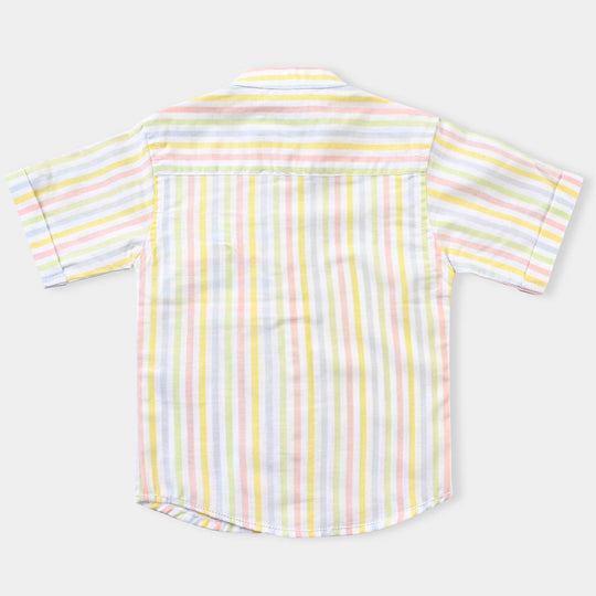 Boys Yarn Dyed Casual Shirt H/S- Stripe