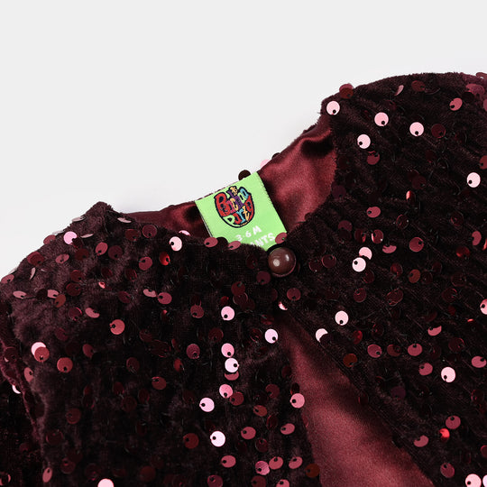 Infant Girls Velvet Bolero Party (Maroon)