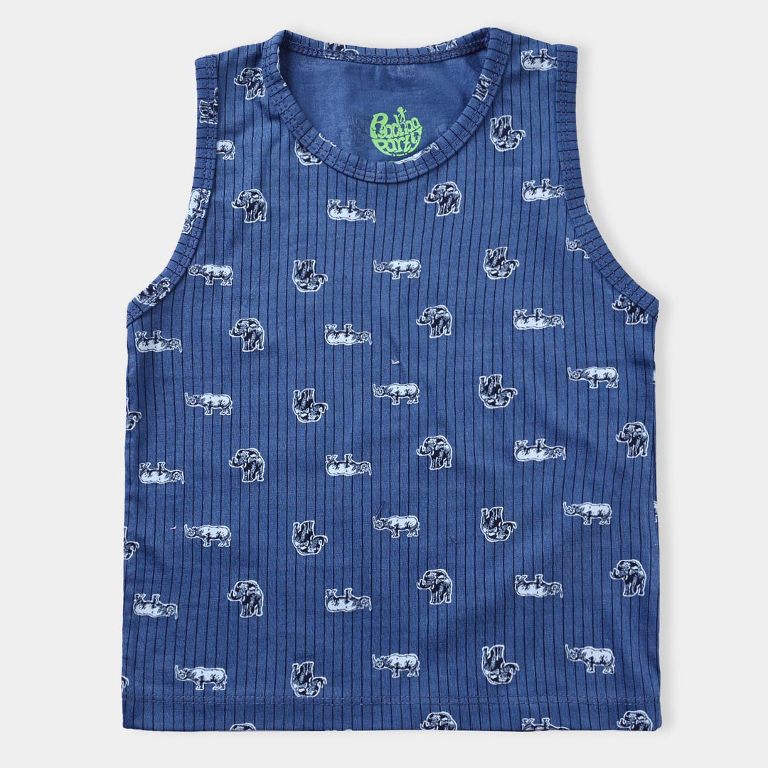 Infant Boys Cotton Jersey Sando Safari-NAVY