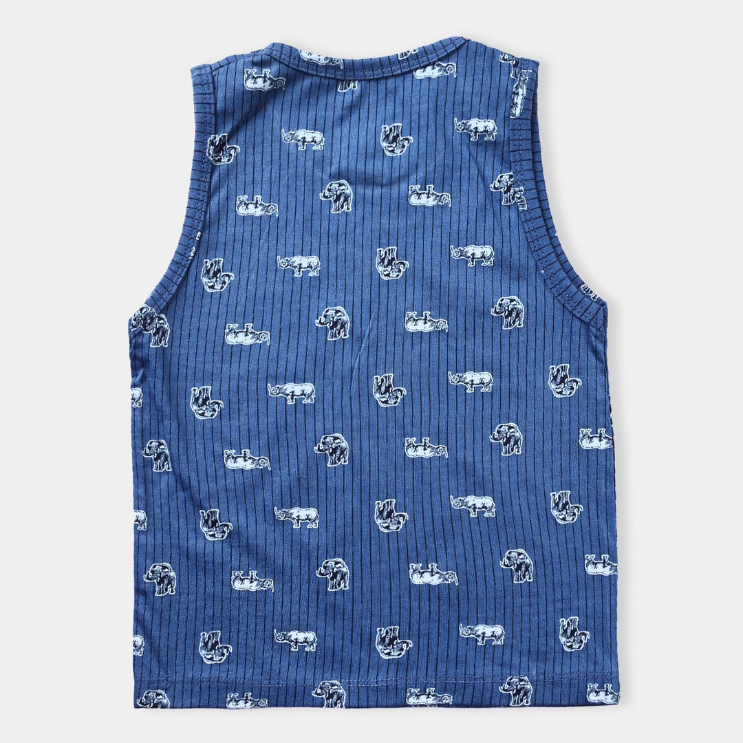 Infant Boys Cotton Jersey Sando Safari-NAVY