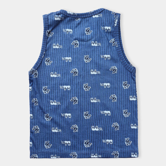 Infant Boys Cotton Jersey Sando Safari-NAVY