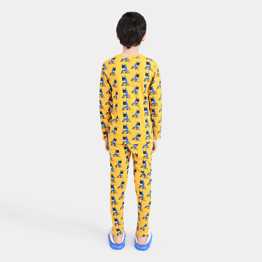 Boys Poly Cotton Knitted Nightwear-Citrus