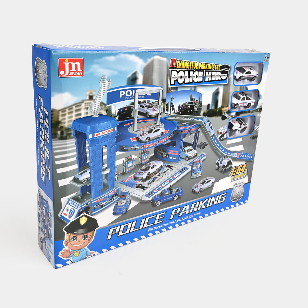 Police Theme Parking Lot Garage Playset