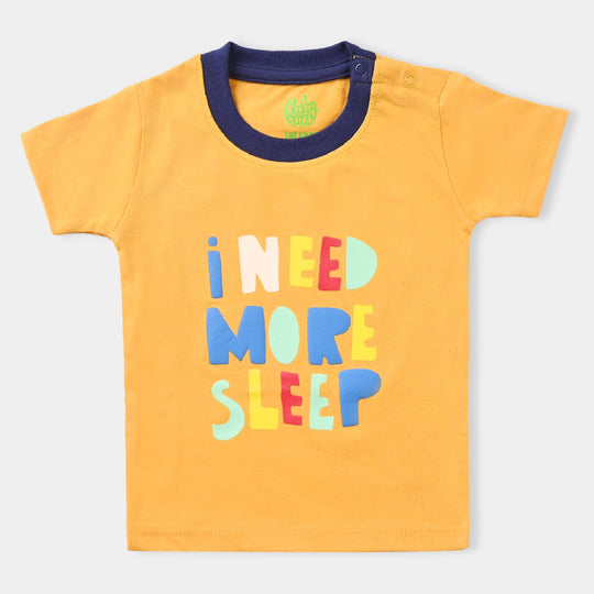 Infant Boys Poly Cotton Jersey NightSuit I Need More Sleep-Citrus