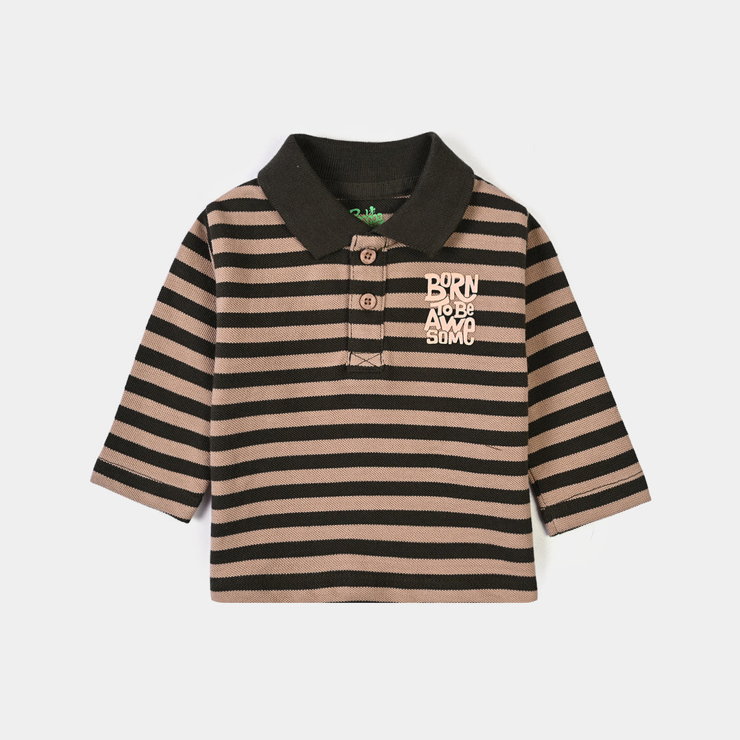 Infant Boys Cotton PK Polo F/S Awesome-Lt.Brown