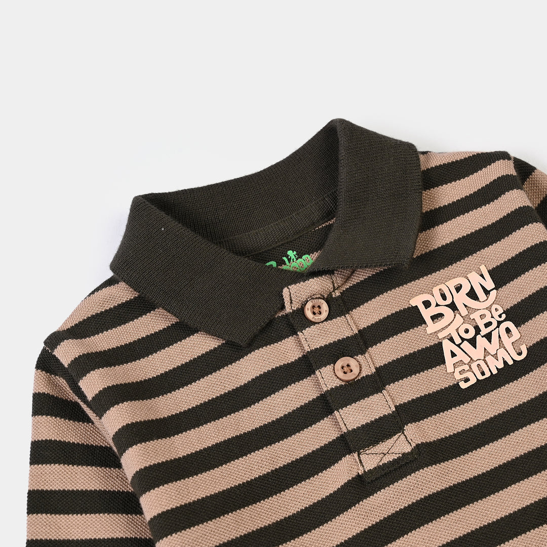Infant Boys Cotton PK Polo F/S Awesome-Lt.Brown