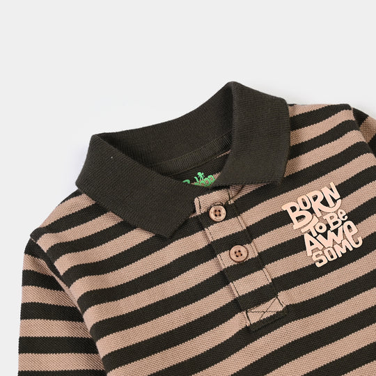 Infant Boys Cotton PK Polo F/S Awesome-Lt.Brown