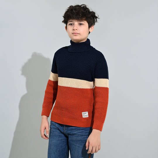 Boys Acrylic Sweater-Pop Corn - Multi