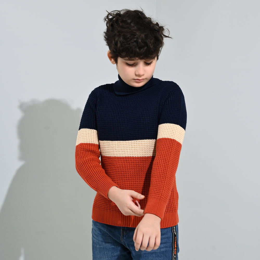 Boys Acrylic Sweater-Pop Corn - Multi
