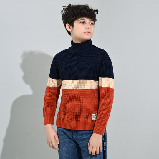 Boys Acrylic Sweater-Pop Corn - Multi
