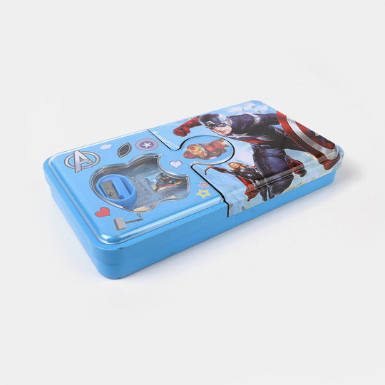 Cartoon-Themed Metal Pencil Box with Stationery Set