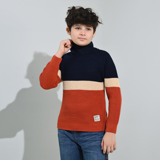 Boys Acrylic Sweater-Pop Corn - Multi