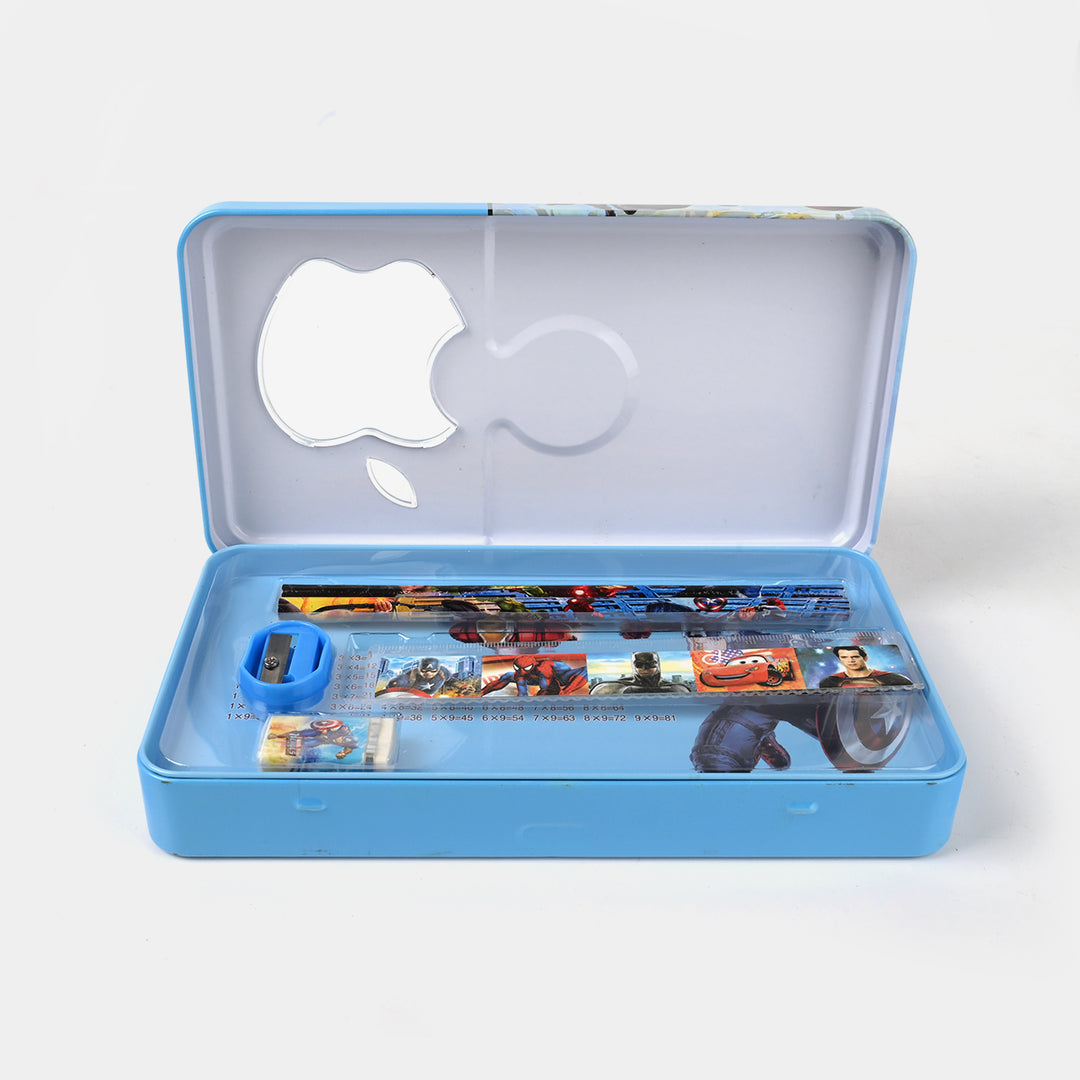 Cartoon-Themed Metal Pencil Box with Stationery Set