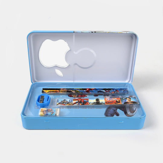 Cartoon-Themed Metal Pencil Box with Stationery Set