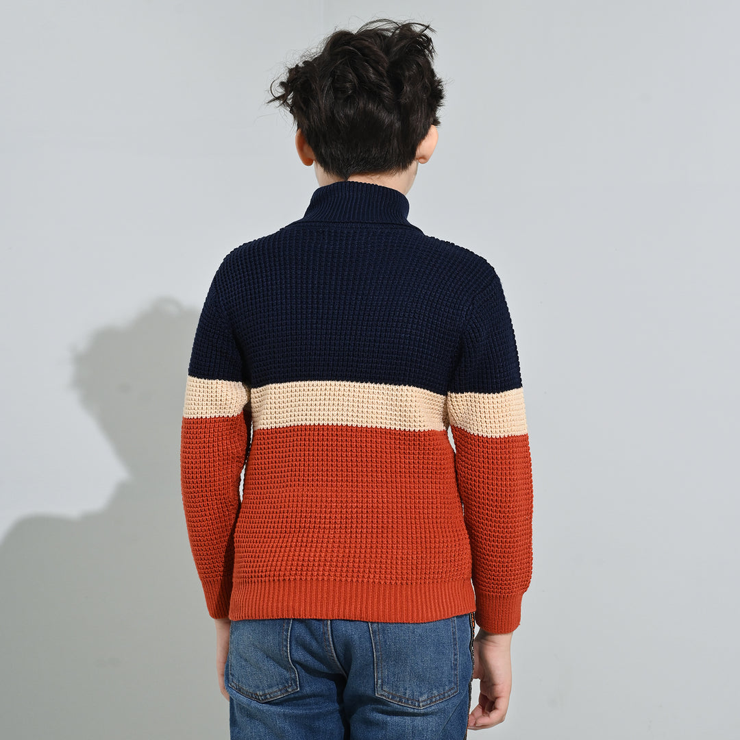 Boys Acrylic Sweater-Pop Corn - Multi